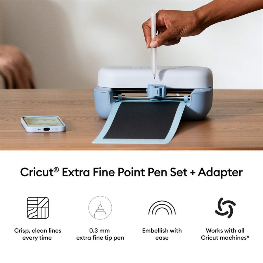 Cricut Extra Fine Point Pen Set, 0.3mm (3 pcs) + Adapter