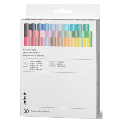 Cricut Fine Point Pens 0.4 mm, Ultimate Sampler (30 pcs) + Adapter