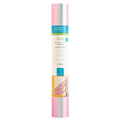Cricut  Permanent  Premium Vinyl 12"X24" Shimmer Sampler/ Cotton Candy (3 Sheets)