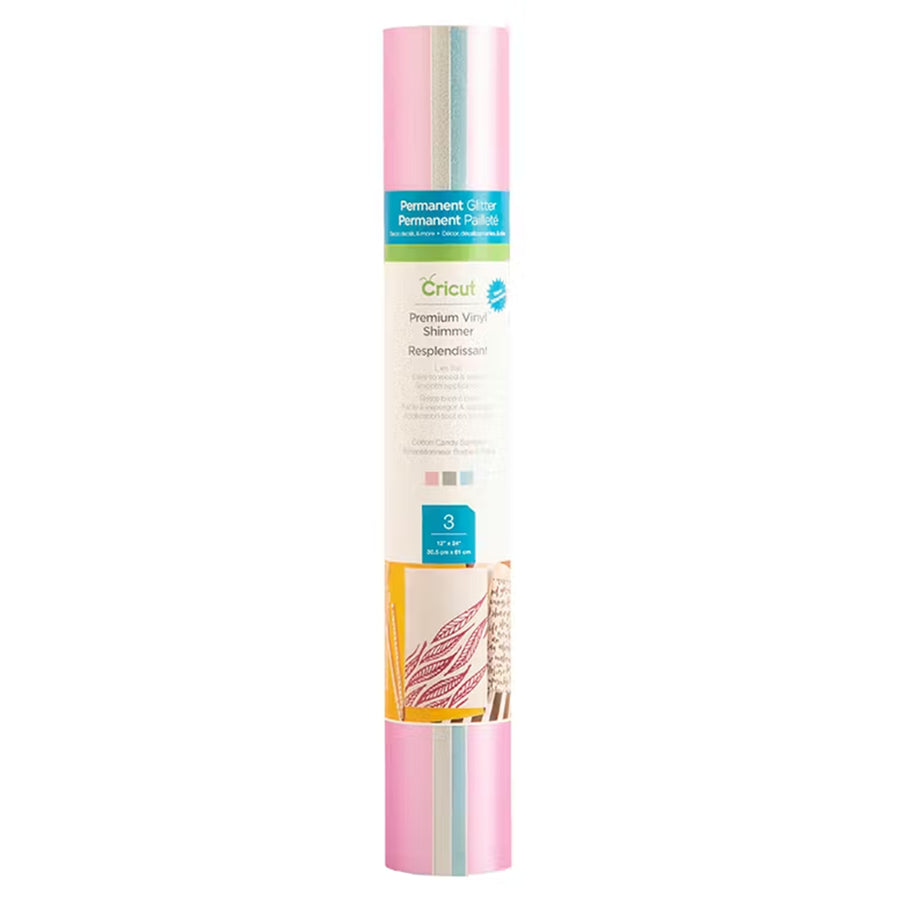 Cricut  Permanent  Premium Vinyl 12"X24" Shimmer Sampler/ Cotton Candy (3 Sheets)