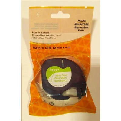 Kompatibel für Dymo ZDY91200 - 91200 Kompatibles LetraTag 12mm x 4m Papierband Schwarz auf Weiß für Dymo
