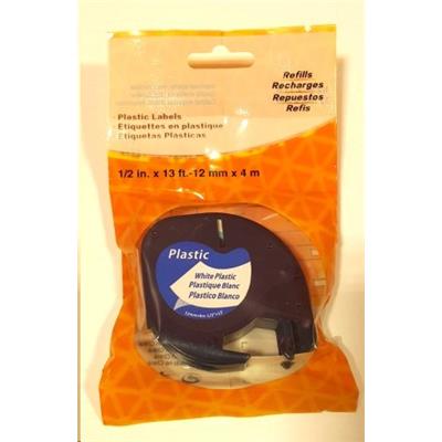 Compatible for Dymo ZDY91201 - 91201 Compatible LetraTag 12mm x 4m Plastic Tape Black on White for Dymo (SO721610)