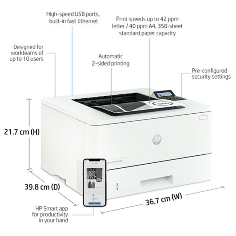 2Z601F - HP LASERJET PRO 4001DW PRINTER
