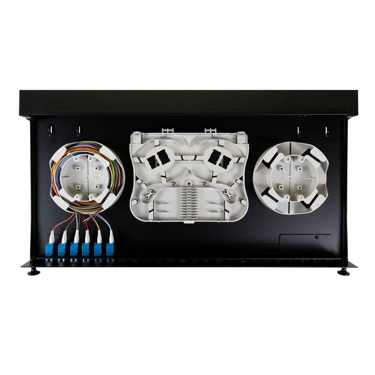 DYNAMIX FPP24SF-L112LA1 - 19'' 1U Fibre Tray 12C LC SM Fully Loaded 12x LC Elite OS2 Pigtails 6x LC Duplex Blue