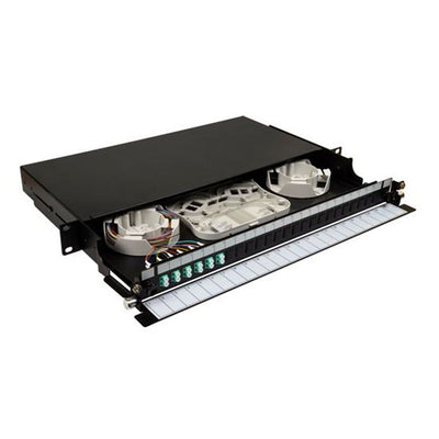 DYNAMIX FPP24SF-L112QO4 - 19'' 1U Fibre Tray 12C LC MM Fully Loaded 12x LC Elite OM4 Pigtails 6x LC Duplex Aqua