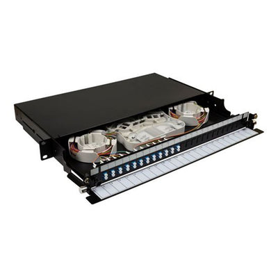 DYNAMIX FPP24SF-L124LA1 - 19'' 1U Fibre Tray 24C LC SM Fully Loaded 24x LC Elite OS2 Pigtails 12x LC Duplex Blue