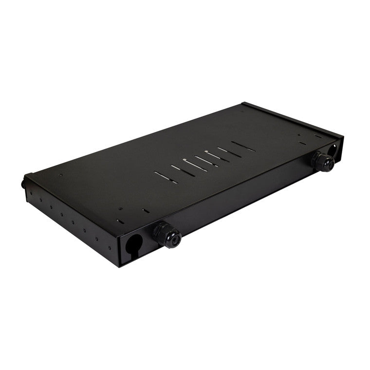 DYNAMIX FPP24SF-L124QO4 - 19'' 1U Fibre Tray 24C LC MM Fully Loaded 24x LC Elite OM4 Pigtails 12x LC Duplex Aqua