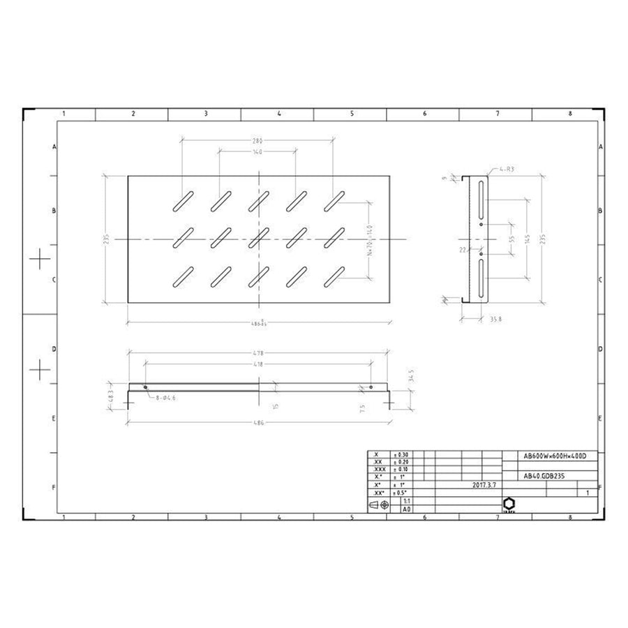 DYNAMIX RODWFS-400 - ROD Series Outdoor Wall Mount Cabinet Fixed Shelf 486mm Deep Max weight 60kg Grey