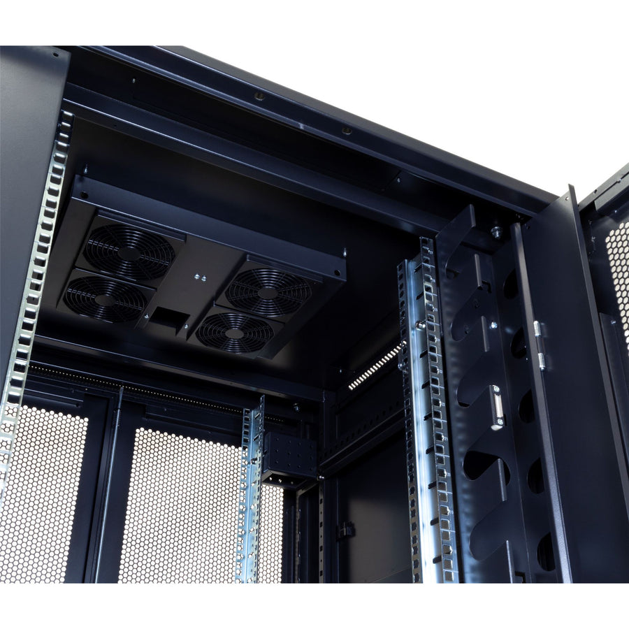 Dynamix RSR42-8X8  42RU Server Cabinet 800mm   Deep (800 x 800 x 2077mm) - Incl. 3 xFixed Shelves, 4xFans, 25x Cage Nuts, 4x Castors & 4x Level Feet - Front Vertical Cable Management - 6-Way PDU installed - Black