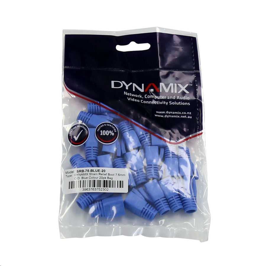 DYNAMIX SRB-75-BLUE-20 - Strain Relief Boot OD: 75mm Colour Blue 20 Pack Suited for Cat6A Shielded