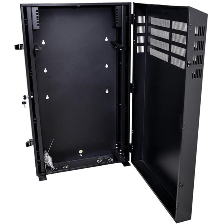 DYNAMIX RVWM0204S - 4RU Vertical Wall Mount Cabinet w/ 2RU Horizontal Mounting Rails. 650x230x600mm