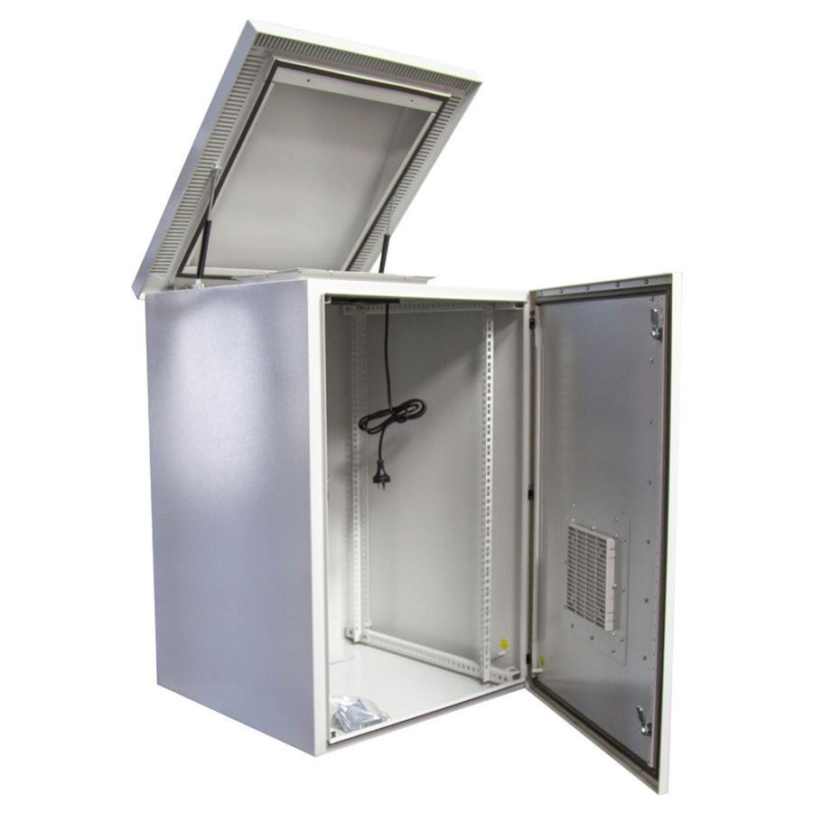 DYNAMIX RODW9-600FK - 9RU Vented Outdoor Wall Mount Cabinet. (611x675x560mm). IP45 rated Lockable Door