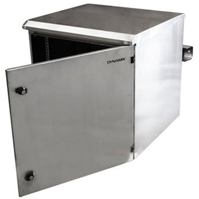 Dynamix RODWSS6-400 6RU Stainless Outdoor Wall Mount Cabinet (611x425x390mm) - SUS316 Stainless Steel Construction - IP65 rated - Lockable front door - No fans or filters - Wall mount accessories