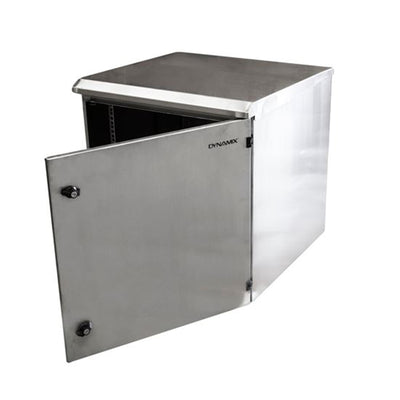 Dynamix RODWSS9-600 9RU Stainless Outdoor Wall Mount Cabinet(611x625x440mm). SUS316 Stainless Steel Construction. IP65 rated. Lockable front door. No fans or filters. Wall mount accessories incl