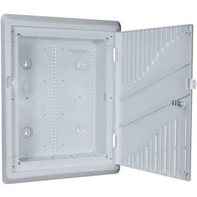DYNAMIX HWS-1803WRV2 - 18'' Recessed Plastic Network Enclosure WiFi Ready Slim Vented Lid Dual GPO