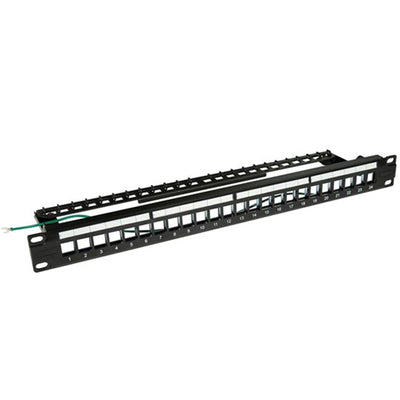DYNAMIX PP-UKSTP-24RMB - 24 Port 19'' 1RU STP / UTP Unloaded Keystone Patch Panel w/ Rear Cable Management