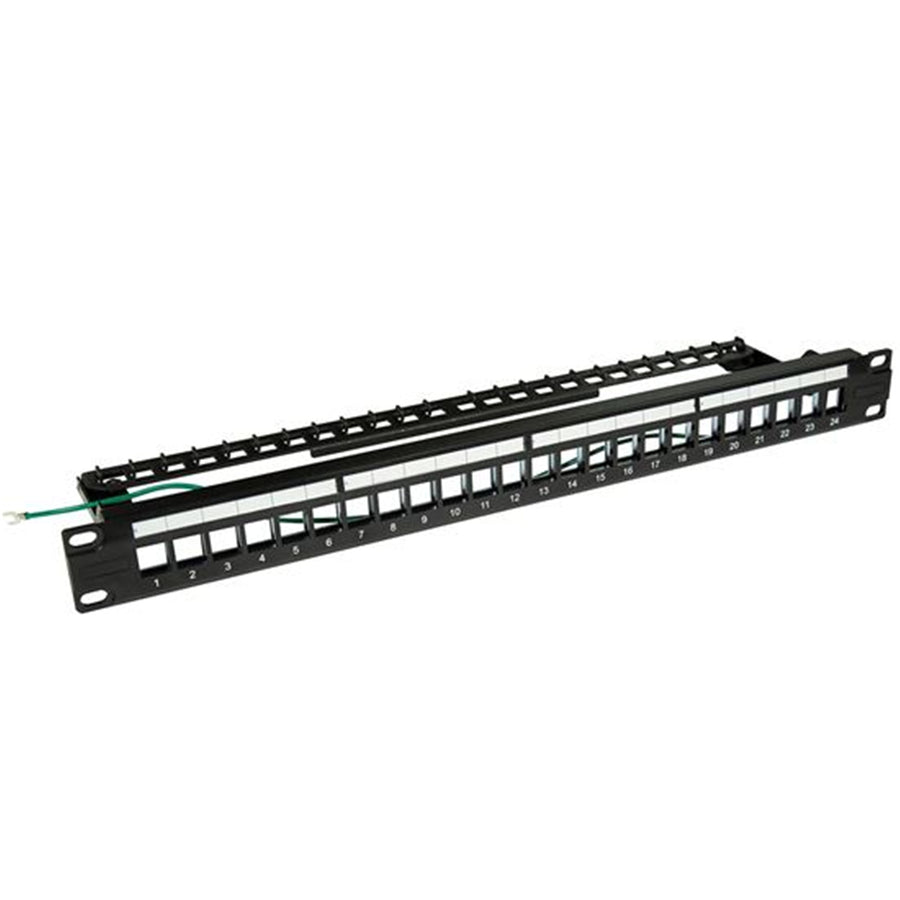DYNAMIX PP-UKSTP-24RMB - 24 Port 19'' 1RU STP / UTP Unloaded Keystone Patch Panel w/ Rear Cable Management