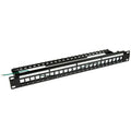 Dynamix PP-UKSTP-24RMB Horizontal 19 1RU Unloaded  24 Port STP Patch Panel, with Rear Cable Managementbar.IncludesEarthing Wire and Plastic Labelling Kit. RoHS, Numbered 1-24 — image 1
