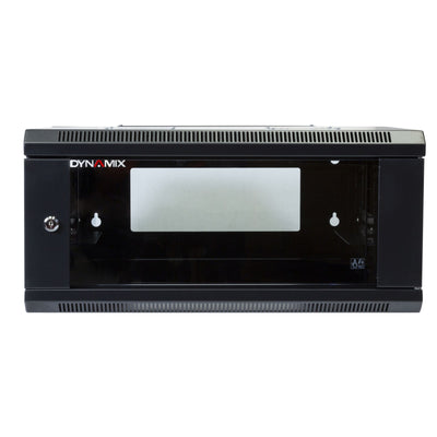 Dynamix 4RU Universal Swing Wall Mount Cabinet. Removable Back mount supplied with Left & Right Hinges (600 x 600 x 4U). Includes 10x nuts. Gloss black colour.