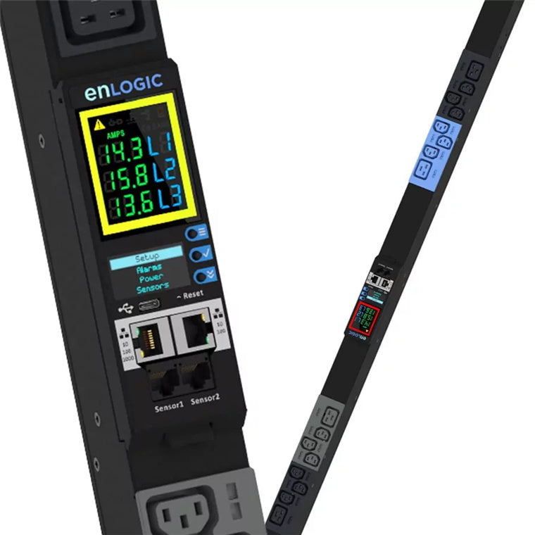 Enlogic PDU Input & Branch Metered, Three phase 32A input, 24x 2-in-1 outlets (C13&C15) & 24x 4-in-1 outlets (C13,C15, C19 & C21), 6x Circuit Breakers, 1.8m Lead with IEC 60309 3pin plug