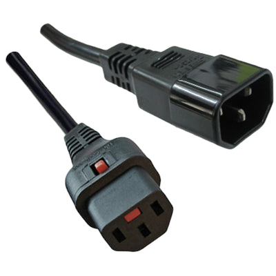 CM1CK100 - 10A C14 IEC-Stecker auf 10A C13 IEC-Lock-Buchse an 1m 1mm2 schwarzem Kabel