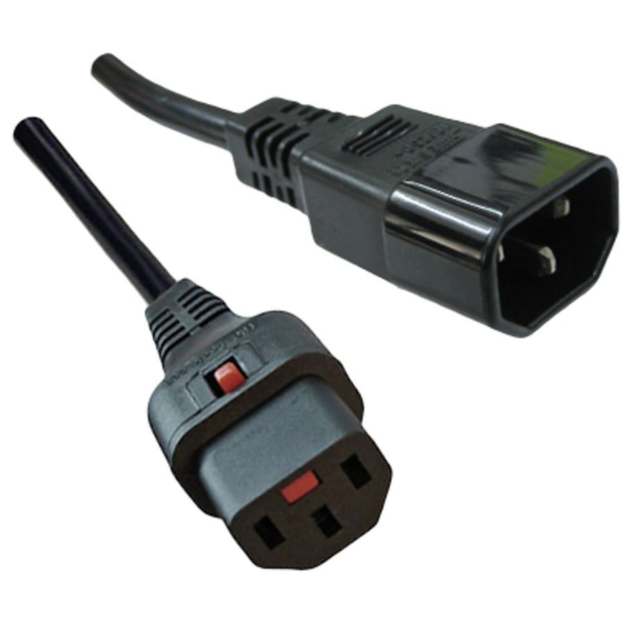 CM1CK100 - 10A C14 IEC plug to 10A C13 IEC-Lock socket on 1m 1mm2 Black lead