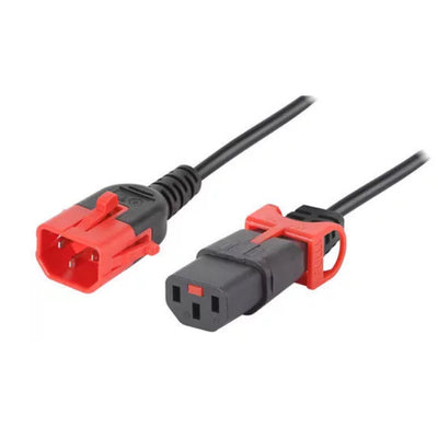 CM1KK100 - 10A C14 IEC-Lock Stecker auf 10A C13 IEC-Lock Buchse an 1m 1mm2 schwarzem Kabel