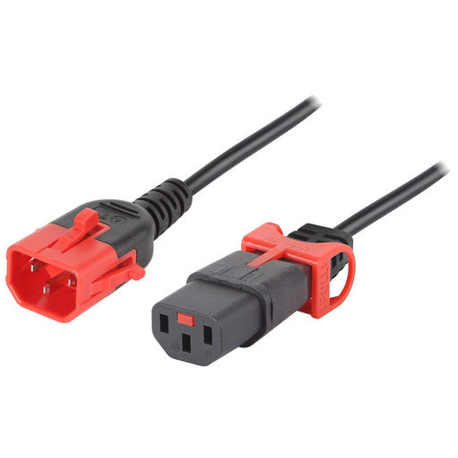 CM1KK150 - 10A C14 IEC-Lock Stecker auf 10A C13 IEC-Lock Buchse an 1,5m 1mm2 schwarzem Kabel
