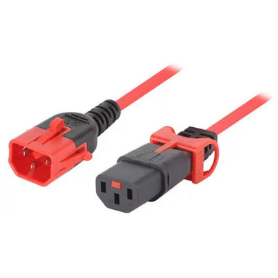 CM1KK300R - 10A C14 IEC-Lock Stecker auf 10A C13 IEC-Lock Buchse an 3m 1mm2 rotem Kabel