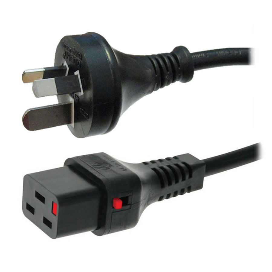 CM2NK300 - 15A 3-poliger Stecker auf 16A C19 IEC-Lock Buchse an 3m 1,5mm2 schwarzem Kabel