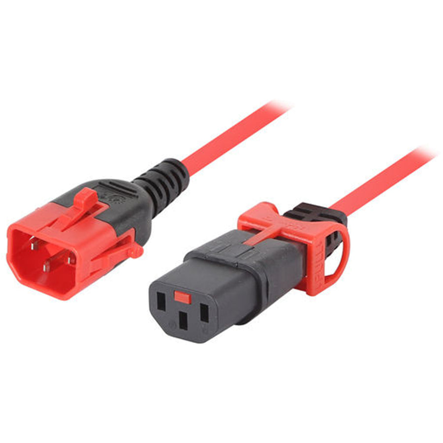 CM1KK150R - 10A C14 IEC-Lock Stecker auf 10A C13 IEC-Lock Buchse an 1,5m 1mm2 rotem Kabel