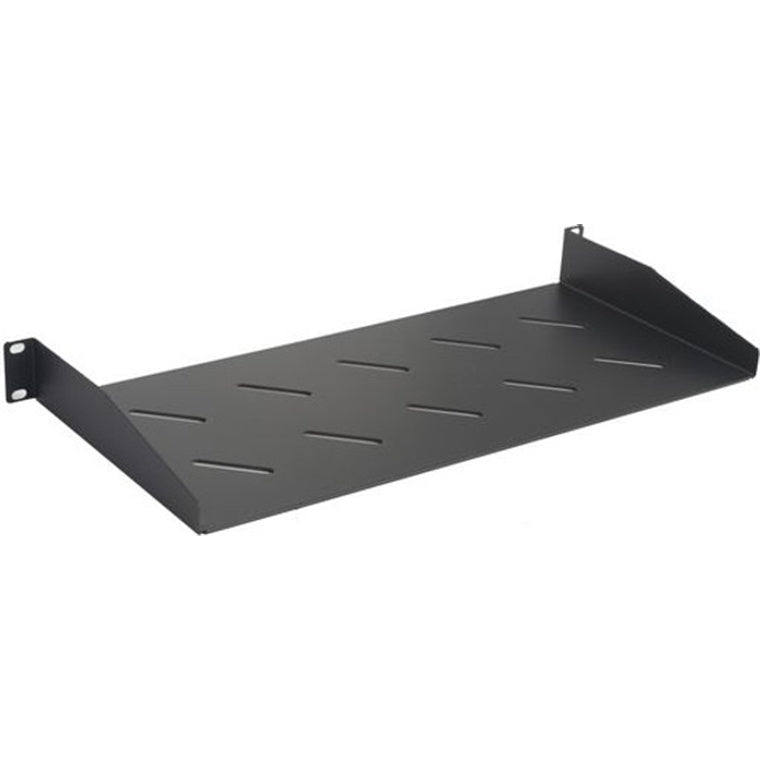 RackPower SF025A200F-B - Fachboden Kragarm Fest 25kg 200t 1HE 19" Breite Belüftet Schwarz mit Montagesatz