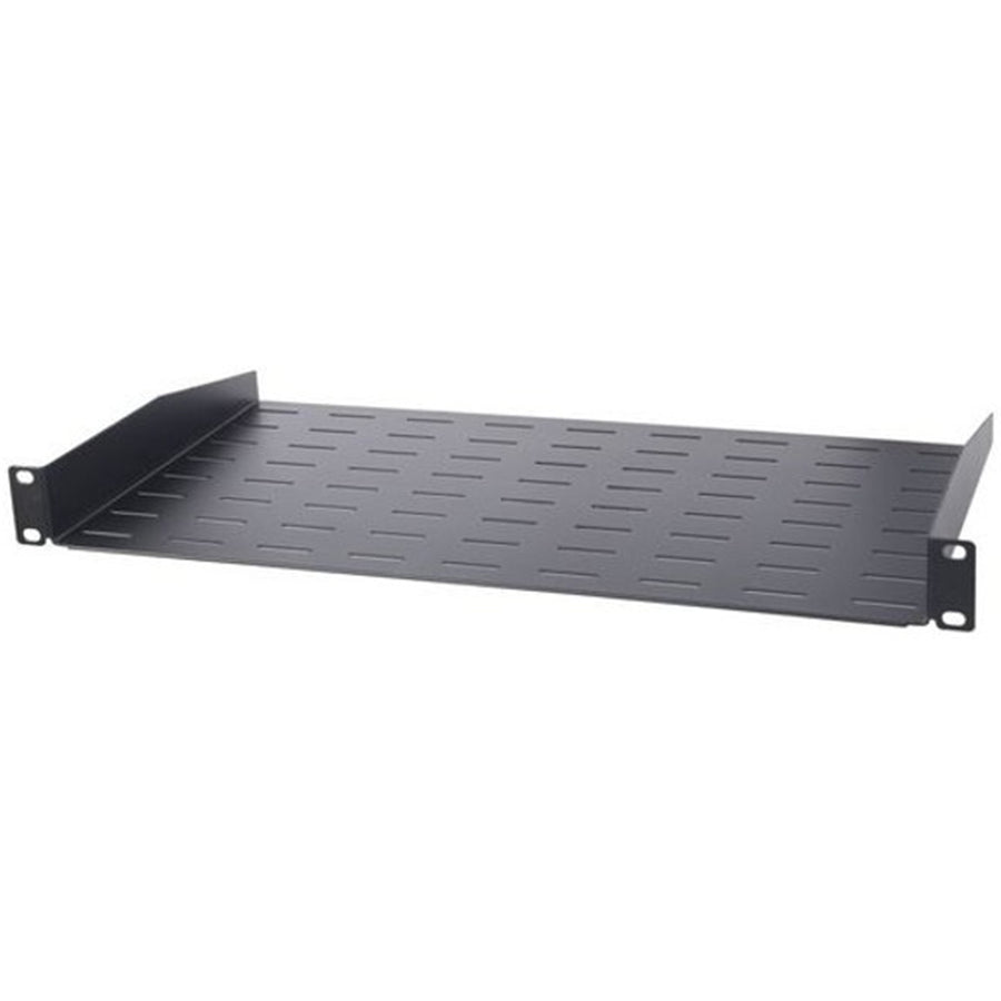 RackPower SF025A250F-B - Shelf Cantilever Fixed 25kg 250d 1U 19" Width Ventilated Black with Mounting kit
