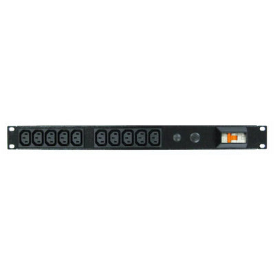 RackPower PBi10A3-03 - Power Strip - Branch: 2x (5x 10A C13 IEC outlets with 10A 6kA C Curve Circuit breaker] 19'' 1U,  20A total rating, 6.0m 2.5mm2 front entry lead, bare end Total: 10x IEC C13 10A outlets
