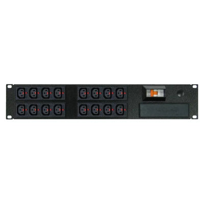 RackPower PK161-B2C30 - Power Strip: 16 x 10A C13 IEC Lock outlets, 19" 2U, 16A 6kA C curve CB, 3m 1.5mm2 front entry lead, bare end