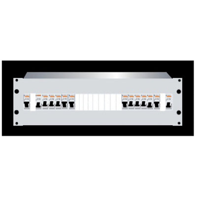 RackPower DBG324E - Distribution Board: 3U 24pole Grey with fitted Din rail & earth studs. 19" mounting hardware, cable protection grommets and pole fillers.