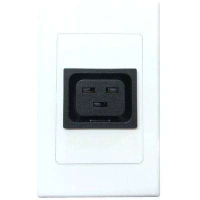 RackPower PI012-WP - 16A C19 IEC outlet on White flush/wall plate