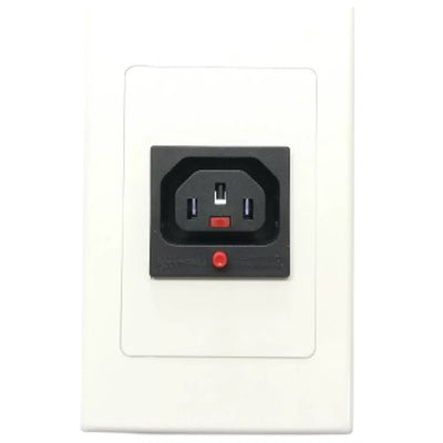 RackPower PK011-WP - 10A C13 IEC Lock outlet on White Flush/Wall plate