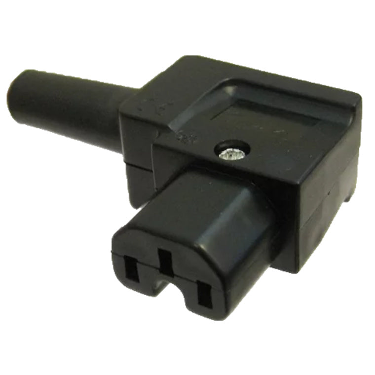 RackPower KNCS19-05 – 10A C15 IEC gewinkelte Hochtemperatur-Buchse 120 °C, links, Schwarz