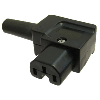 RackPower KNCS19-05 - 10A C15 IEC Left Hand angled High Temp 120 deg C socket, Black