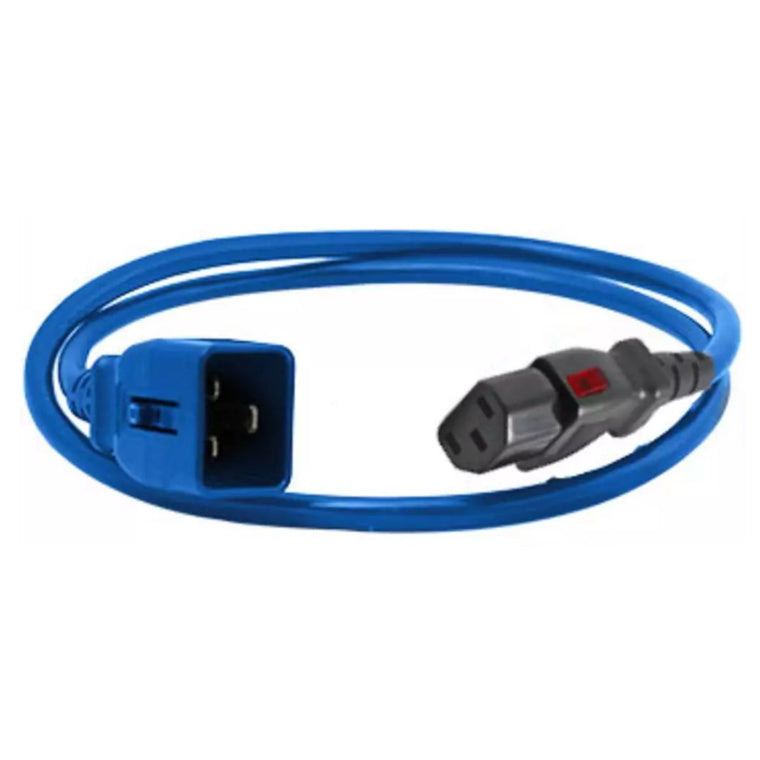 RackPower ENL-EP8726Bs – Verriegelndes Netzkabel C13-C20, 1,8 m Länge, Blau