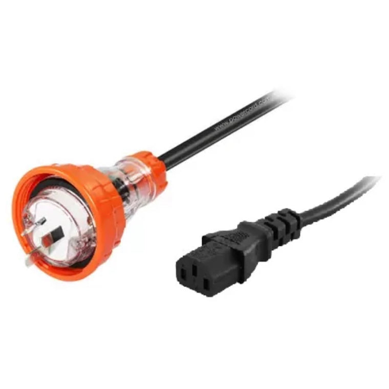 RackPower 15A 56 Series fitted plug to 10A C13 moulded socket on 3m 1.5mm2 black lead