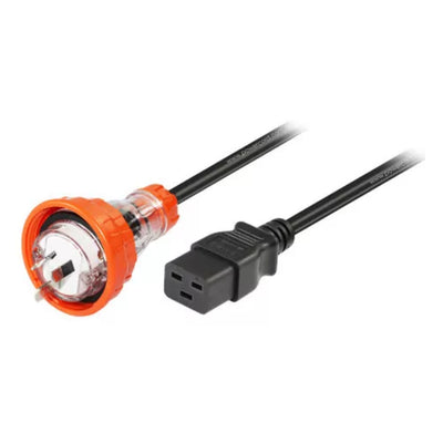 RackPower CF2FC500-01 - 15A Generic 56s P315 fitted plug to 16A C19 moulded socket on 5m 1.5mm2 black lead