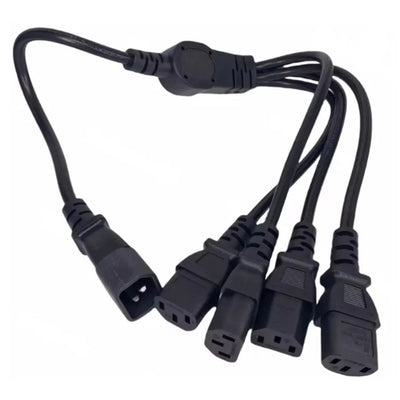 RackPower CM1CCCCC050 - 10A C14 IEC plug to 4x 10A C13 IEC sockets on 0.5m 1mm2 Black lead