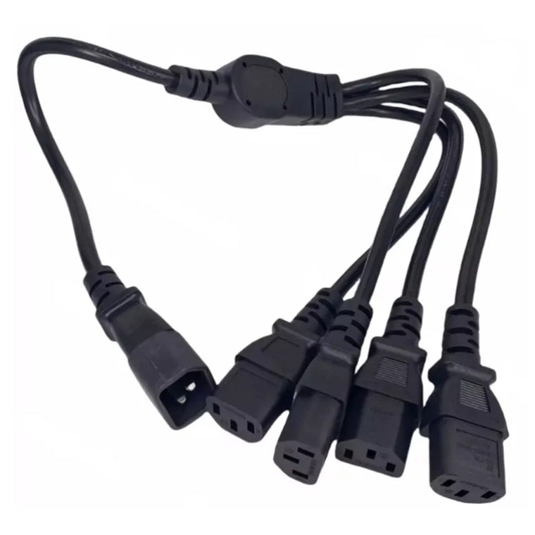 RackPower CM1CCCCC050 – 10A C14 IEC-Stecker auf 4x 10A C13 IEC-Buchsen an 0,5 m 1mm² schwarzem Kabel