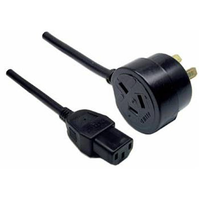 RackPower CM1NC150-PTP - 10A 3 pin tapon plug to 10A C13 IEC socket on 1.5m 1mm2 Black lead