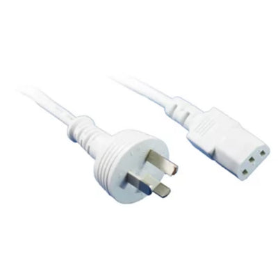 RackPower CM1NC180W 10A 3 pin plug to 10A C13 IEC socket on 1.8m 1mm2 White lead