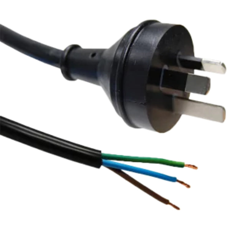 RackPower CM1NX200 - 10A 3 pin plug on 10A 2m 1mm2 flex to bare end
