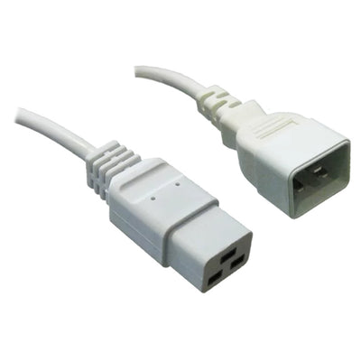 RackPower CM2CC400W - 16A C20 IEC plug to 16A C19 socket on 4m 1.5mm2 White lead