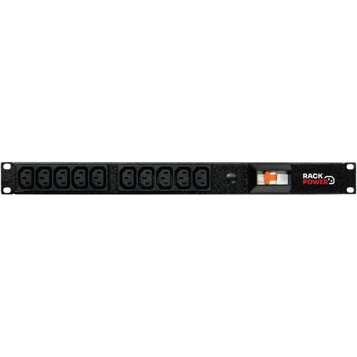 RackPower RPi101-A1C04 - Power strip: 10 x 10A C13 IEC outlets, 19" 1U Horizontal, 10A 6kA C curve CB. IEC C14 10A Inlet. Supplied with 2m IEC Power cord with Locking Socket and display packaging